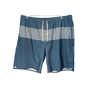 Fair Harbor Mens Blue Striped BreezeKnit Lined Swim Trunks Board Shorts XXXL